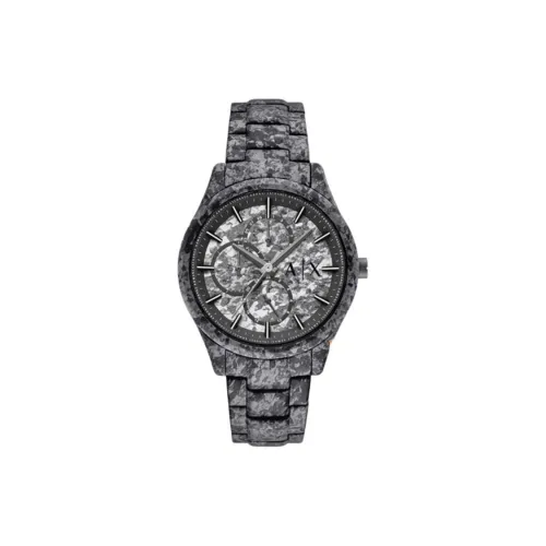 ARMANI EXCHANGEAE Мужские часы Кварцевый механизм Ремешок из нержавеющей стали 42 мм Черный циферблат