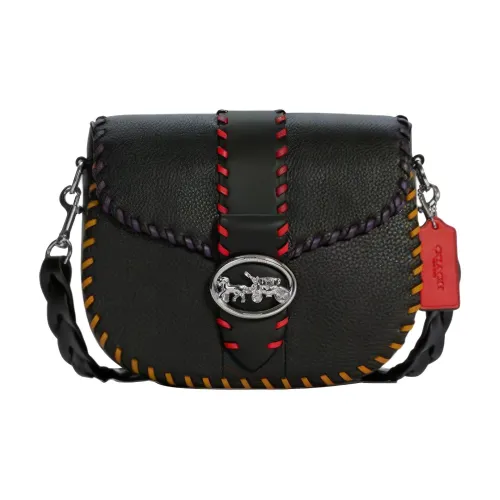 COACH Georgie Кожа Плечевая Сумка Седельная Сумка Сумка через плечо Маленькая Женская Черная