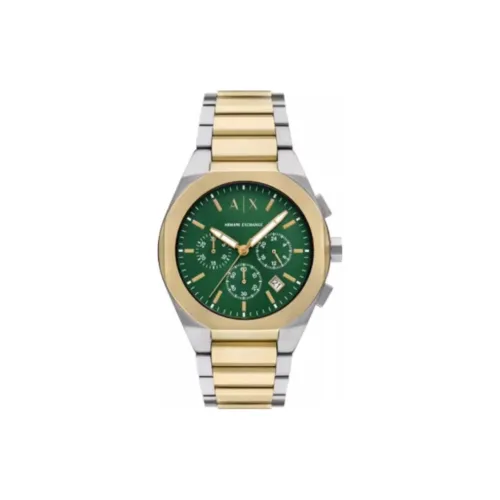 ARMANI EXCHANGEAE Мужские часы Кварцевый механизм Ремешок из нержавеющей стали Зеленый циферблат