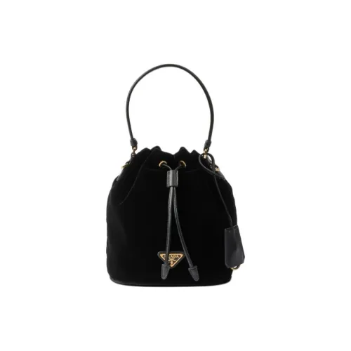 PRADA Вельветовая ведрообразная сумка сумка через плечо мини-сумка женская черная