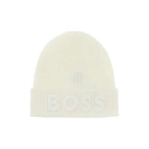 BOSS Шерые шапки Wool Beanies Женские Белые