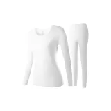 Женский комплект (экрю), 100% хлопок, высокое эластичное ткань / 7A, антибактериальный, дышащий