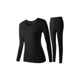 Женский комплект (черный) из 100% хлопка, с высокой упругостью / 7A, антибактериальный, дышащий