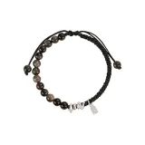 Серебряный браслет из обсидиана с благословляющей змеей для мужчин