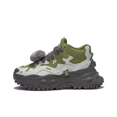 FILA FUSION BIANCO Pirate Bear MID Top Chunky Sneakers Women's Green White Gray FILA FUSION BIANCO Pirate Bear MID Топ Чунки Кроссовки Женские Зеленый Белый Серый