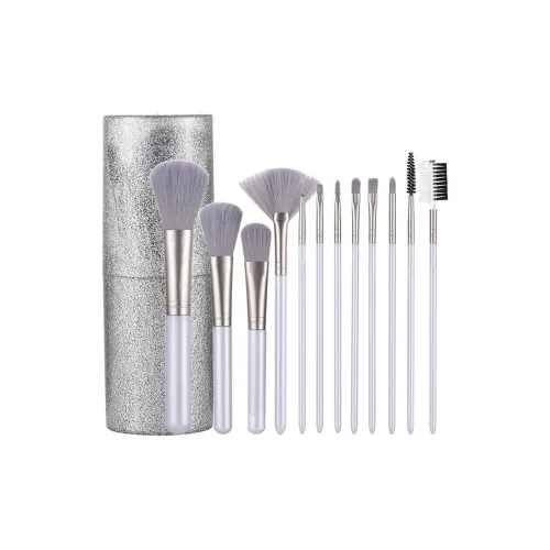 XIBI Длинные кисти для макияжа Contouring мягкие серебристые 12 шт