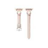 Яблоко-Круглый Бабочка Кожа Белое основание Дизайн ~ Экрю, Розовое Золото Застежка