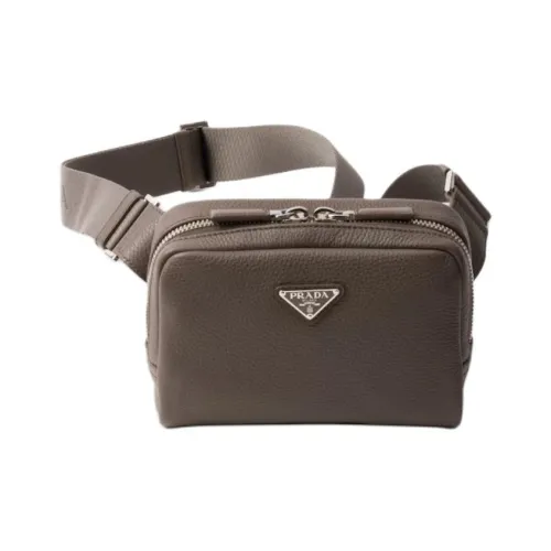 PRADA Сумка через плечо из кожи мужская серая и коричневая