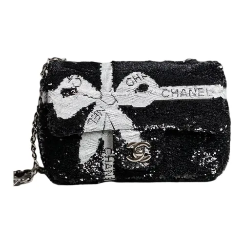 CHANEL Блестки Сумка через плечо Женская Черная