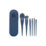 Синий [6 шт. Кисти для макияжа + силиконовый комплект]