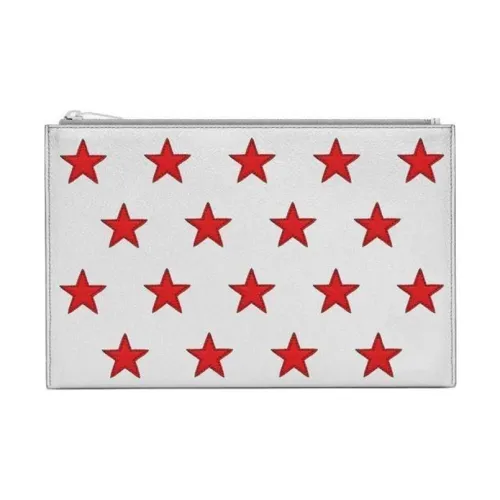 SAINT LAURENT Телячья кожа Клатч Женское серебро