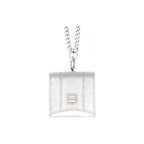 Balenciaga HOURGLASS Коровья кожа Одно плечо Через плечо Чехол для наушников Женское серебро