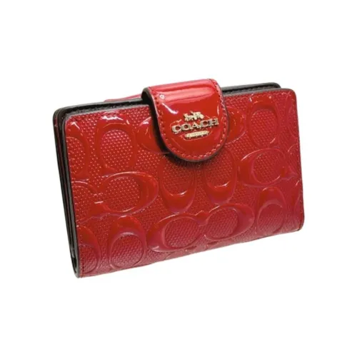 COACH Лакированная кожа Кошелек Средний Женский Красный