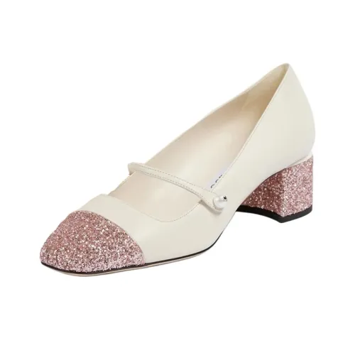 Jimmy Choo Elisa Грубый каблук Туфли Мэри Джейн 4,5 см Женские Белые