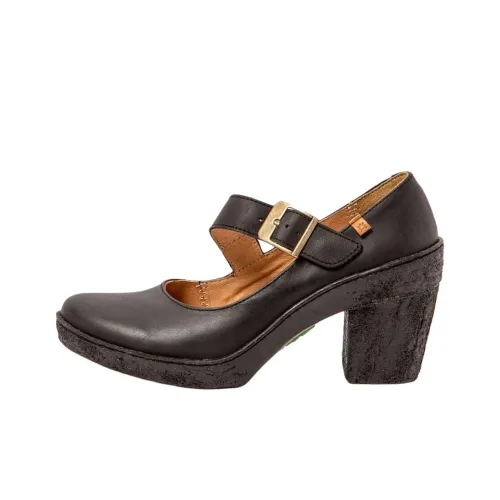 El Naturalista HAYA Туфли Мэри Джейн с грубым каблуком 6 см женские черные