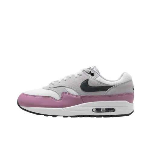 Nike Air Max 1 Устойчивый к истиранию Низкий Топ Повседневные Беговые кроссовки Мужские Серый Розовый Красный