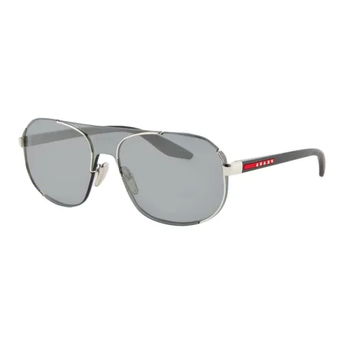 PRADA Ацетат Квадратные Солнцезащитные Очки Мужские Серебряные