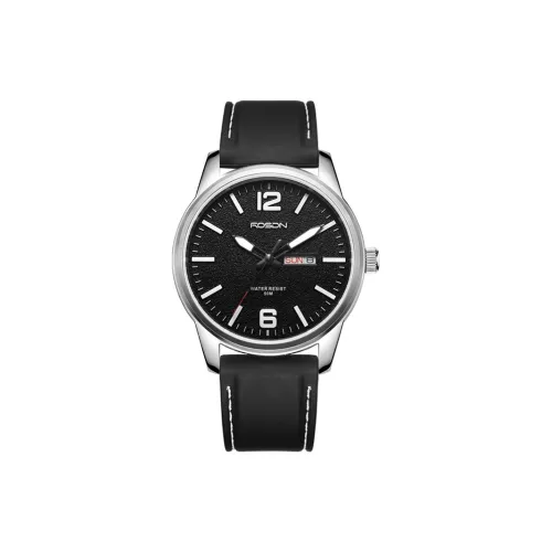 ROSDN Extra Thin Мужские часы Кварцевый механизм Силиконовый ремешок Часы Мужские Черный циферблат