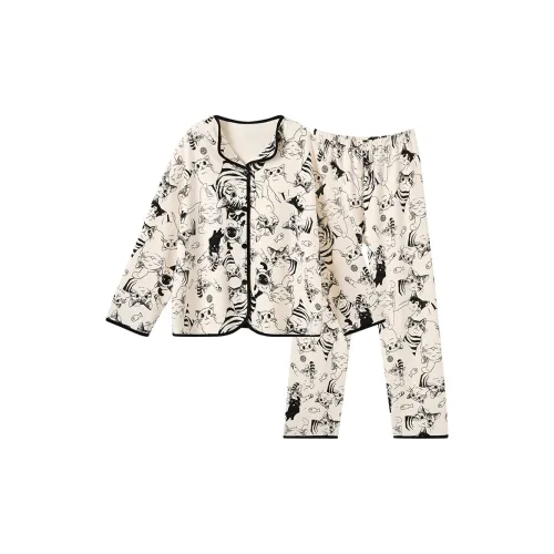OEING Черный Котенок С вкладышами Женские Пижамные комплекты