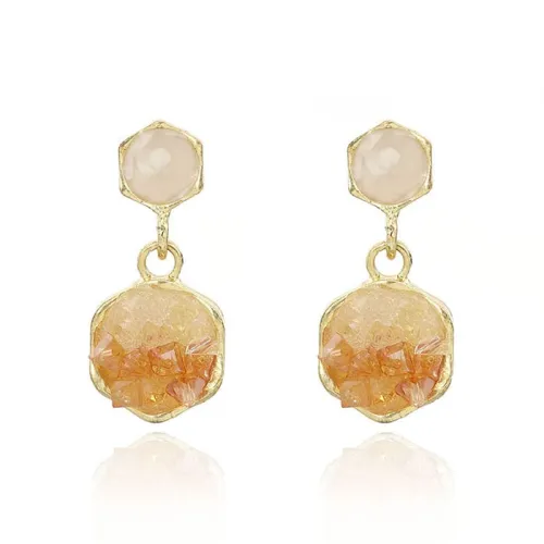 QIANFANGDAHUANGYE Сплав с цирконом серьги женские оранжево-красный