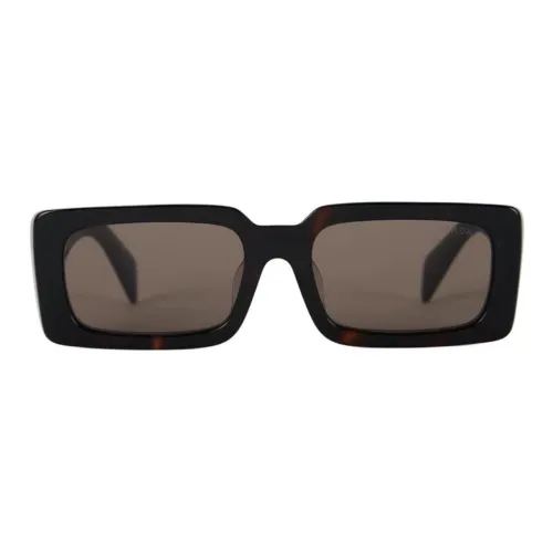 PRADA Пластиковая оправа Квадратные Солнцезащитные очки Женские Коричневый