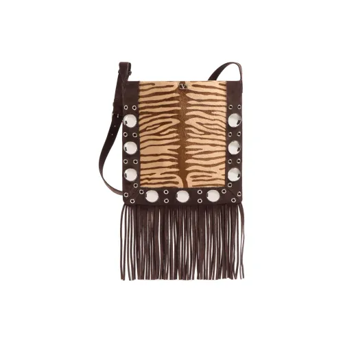 Valentino Пони Тисненая Телячья Кожа Сумка через плечо Сумка на плечо Женская Бежевая и Коричневая