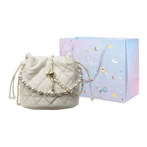 GOX ПУ (полиуретан) Сумка-ведро Сумка через плечо Сумка через плечо Большая Женская Экрю Черная