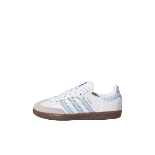 Adidas Originals SAMBA OG Устойчивый к истиранию Низкий Топ Детские Скейтбординги Белый Синий Дети 3-7 лет