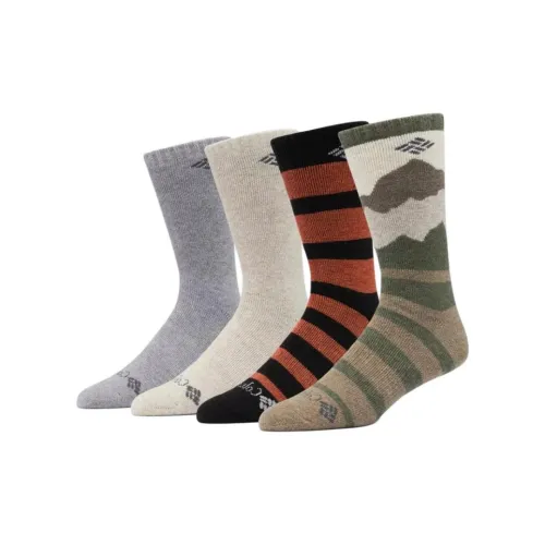 Коллаборация Columbia 4 пачки Мужские носки MID коричневые/хаки/углеродные/черные до икры