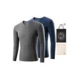 2-Пачка Топ с V-образным вырезом (Серый ливень + Глубокий сумеречный синий) Микрофлиса с термическим/антибактериальным бесшовным