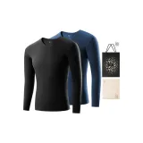 2-Пачка Топ с V-образным вырезом (Ночной черный + Глубокий сумеречный синий) Дралон Термический/Антибактериальный Бесшовный