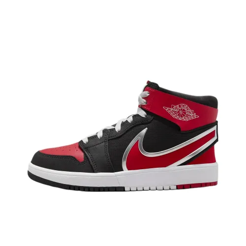Jordan Air Jordan 1 Детская Повседневная Обувь Высокий Верх Черный/Белый/Университетский Красный Школьный