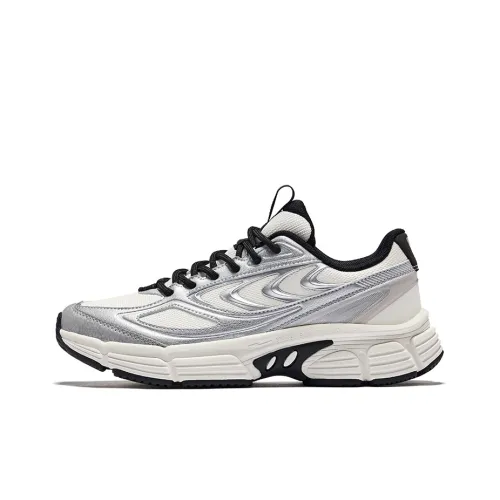 Erke Grandiose Аbrasion Resistant Slip Resistant Низкий Топ Casual Женский Микрокристаллический Белый Ярко-Серебристый