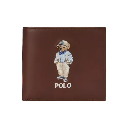 Polo Ralph Lauren Вышивка крупнозернистая текстура кожи кошелек мужской коричневый