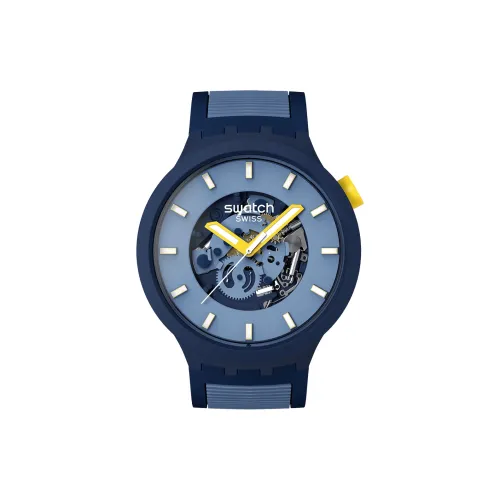 SWATCH Мужские часы Кварцевый механизм Синий циферблат Bio Based Материал Чехлы для часов