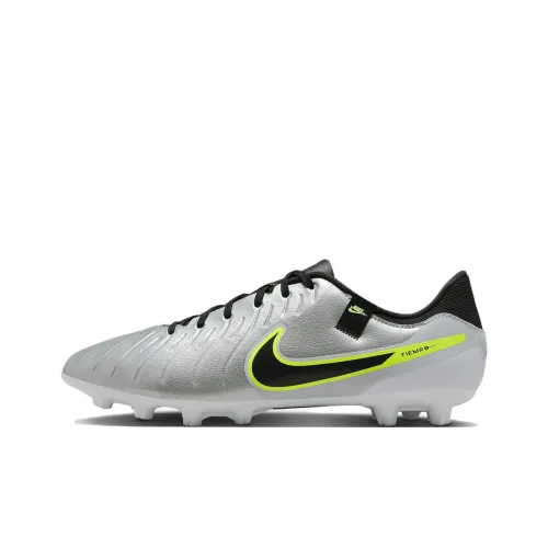 nike Tiempo Legend 10 Противоскользящие устойчивые к истиранию футбольные бутсы Мужские Серебристо-черный Желтый