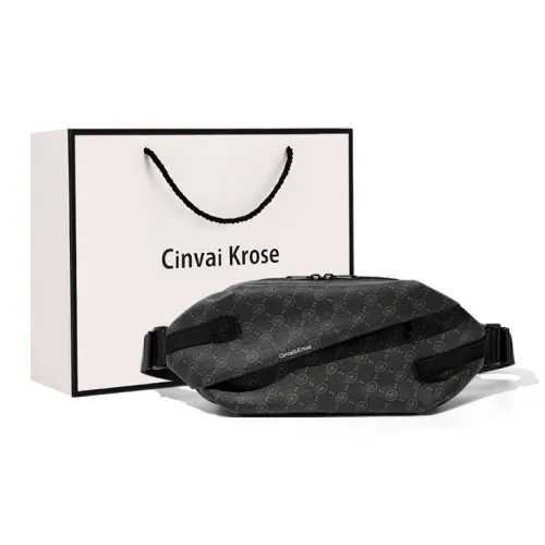 CinvaiKrose PVC Canvas Сумка через плечо Слинг-сумка Сумка на пояс Маленькая Мужская Черная