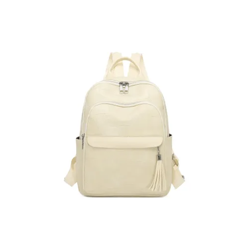 Dusen Kangaroo ПУ (полиуретан) Рюкзак Унисекс Экрю Черный Коричневый