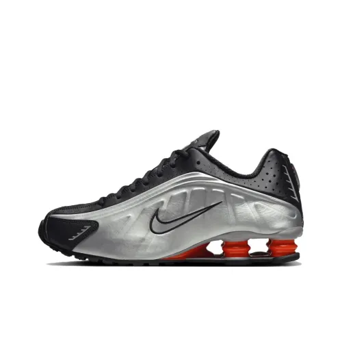 Nike Shox R4 Амортизация Низкий Топ Повседневный Городской Коммутирование Беговые кроссовки Унисекс Серебристый Черный
