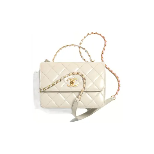 CHANEL 23P SS Гладкая коровья кожа Сумка Сумка через плечо Сумка через плечо Мини Женская Белая