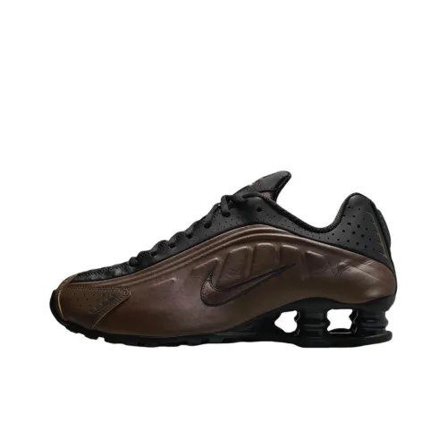 Nike Shox R4 Устойчивые к истиранию Низкие Беговые кроссовки Женские Коричневые Черные