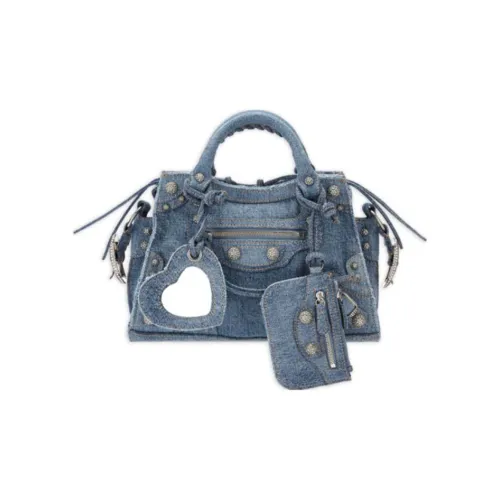 Balenciaga Neo Cagole Ткань Сумка через плечо Экстра Маленькая Женская Джинсовая Синяя