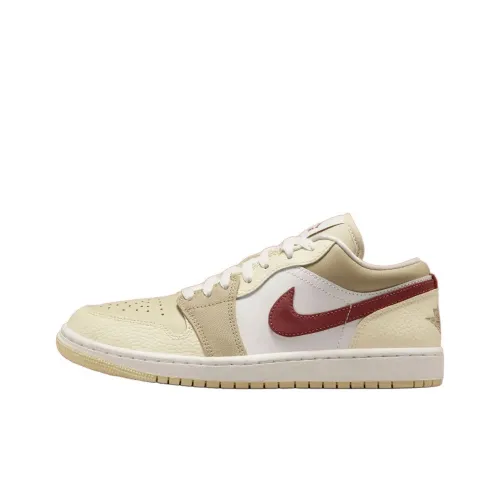 Jordan Air Jordan 1 Нижняя юбка Устойчивая к истиранию Низкий топ Винтажные баскетбольные кроссовки Женские Экрю