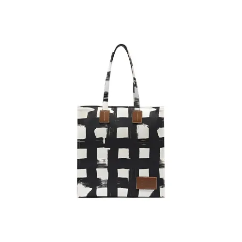 BALLY Crystalia Ткань Тоут Сумка Сумка для покупок Сумка на плечо Женская Черно-белая