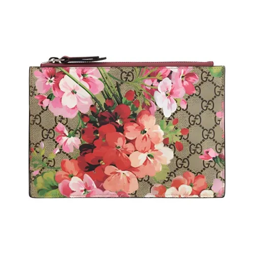 GUCCI GG Blooms Холст и Кожа Клатч Маленький Женский Эбеновый Розовый