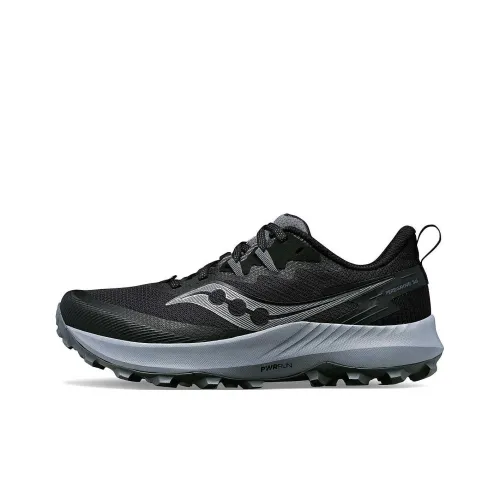 Saucony PEREGRINE 14 Противоскользящие устойчивые к истиранию низкий топ беговые кроссовки мужские черные