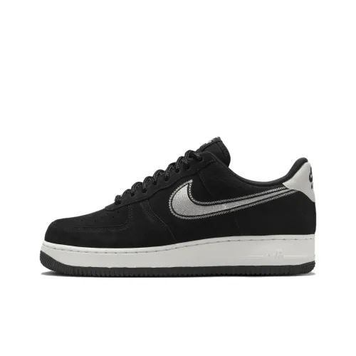 Nike Air FORCE 1 Slip-on Устойчивый к истиранию Низкий Топ Скейтбординг Кроссовки Унисекс Черный Серебряный