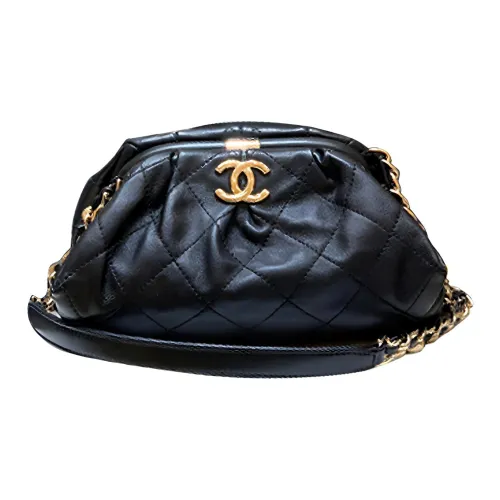 CHANEL Сумка через плечо из телячьей кожи с морщинами Женская Черная