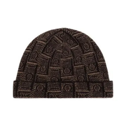 FERRAGAMO Шерстяные Бини Мужской Коричневый