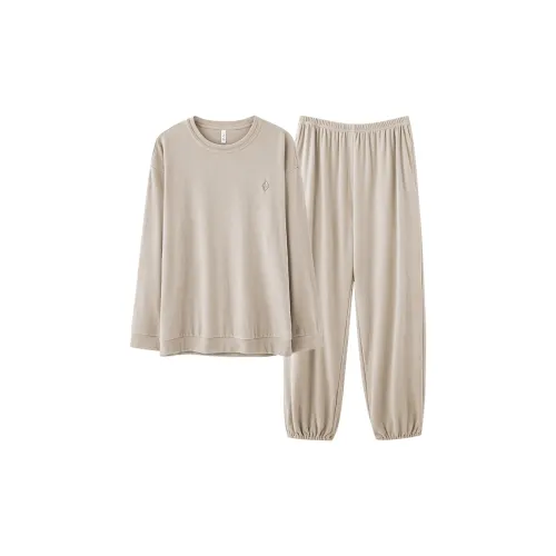 CAIHENGTONG Пижамный комплект Мужской Светлый Бежевый